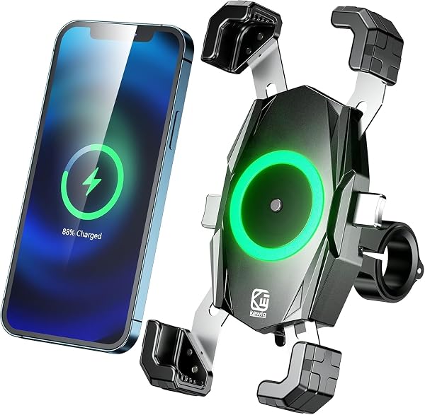 KEWIG Suporte de Telefone para Motocicleta com Carregador Sem Fio Qi 15W e Porta USB C 20W