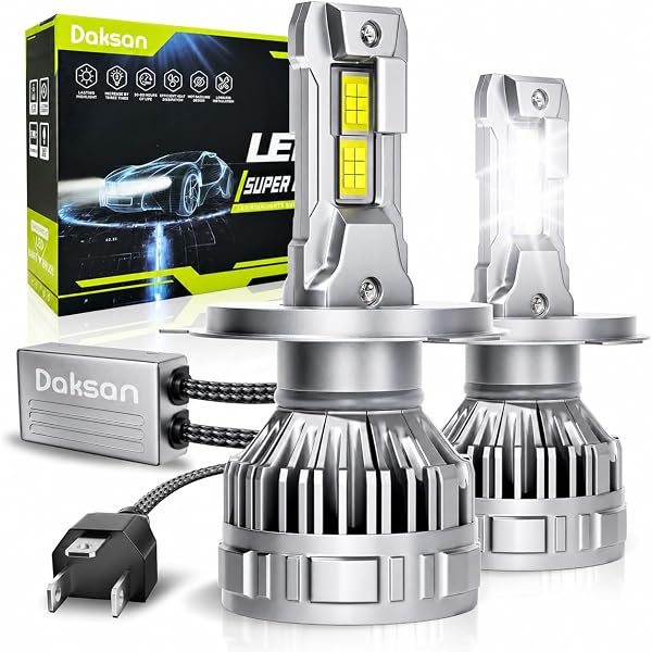 Kit Ultra Lâmpada LED Daskan H4 36000LM 6500K, 2 Lâmpadas 100W com Canceller e Reator
