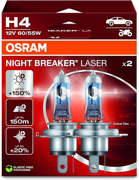 Osram Night Breaker Laser H4 64193NL-2HB, caixa suspensa (2 lâmpadas)